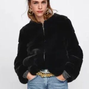 Zara Black Faux Fur Jacket